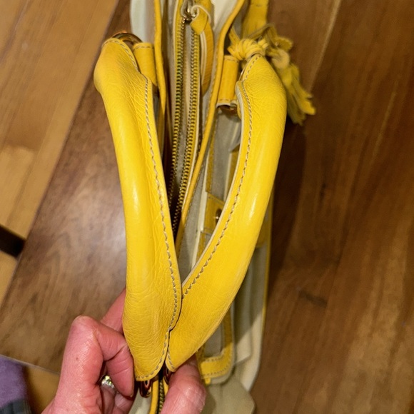 Authentic Celine Linen Boogie Bag with Yellow Trim & Accents - Picture 8 of 15